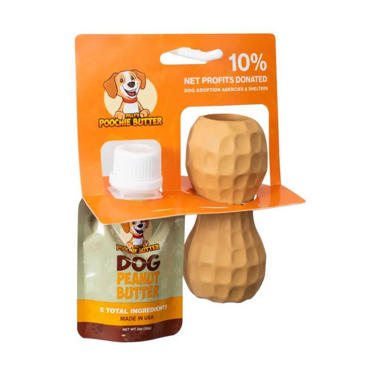 Dilly's™ Poochie Butter  - Peanut Butter Squeeze Pack (2oz) and Chew Toy Dispenser