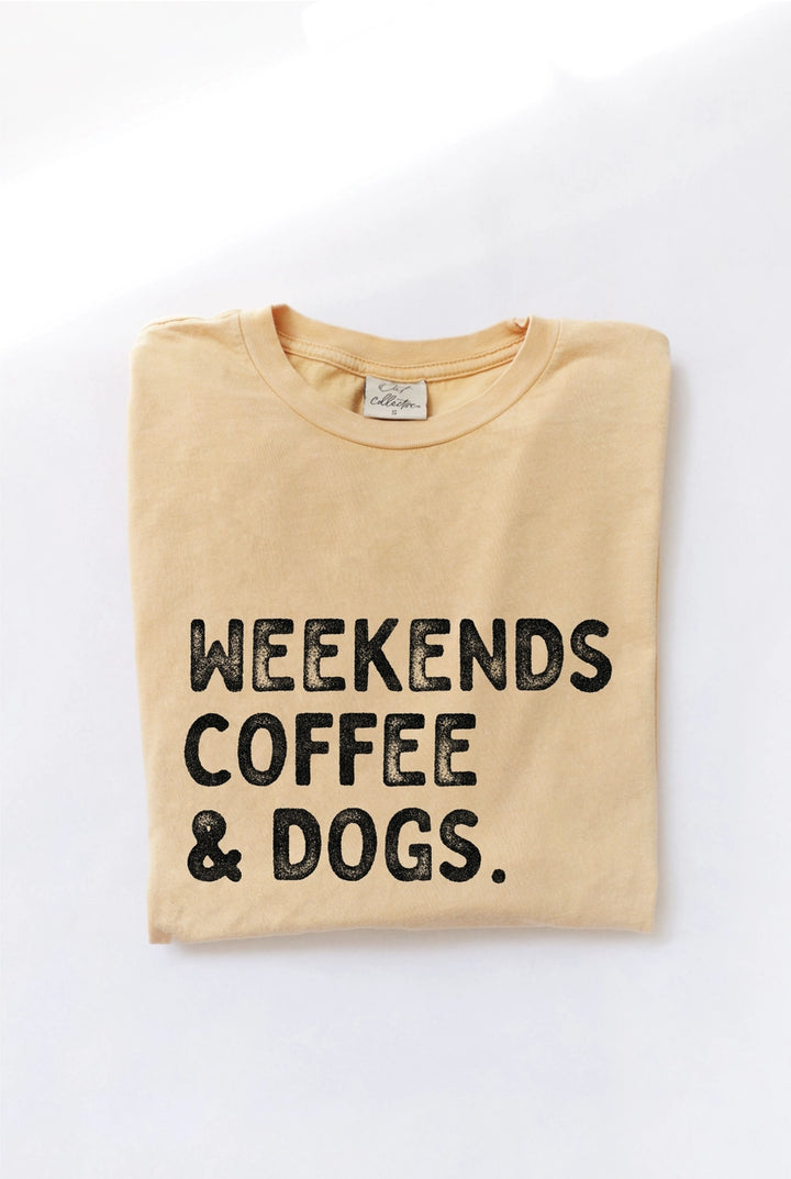 Weekends Coffee and Dogs Mineral Graphic Top - Golden