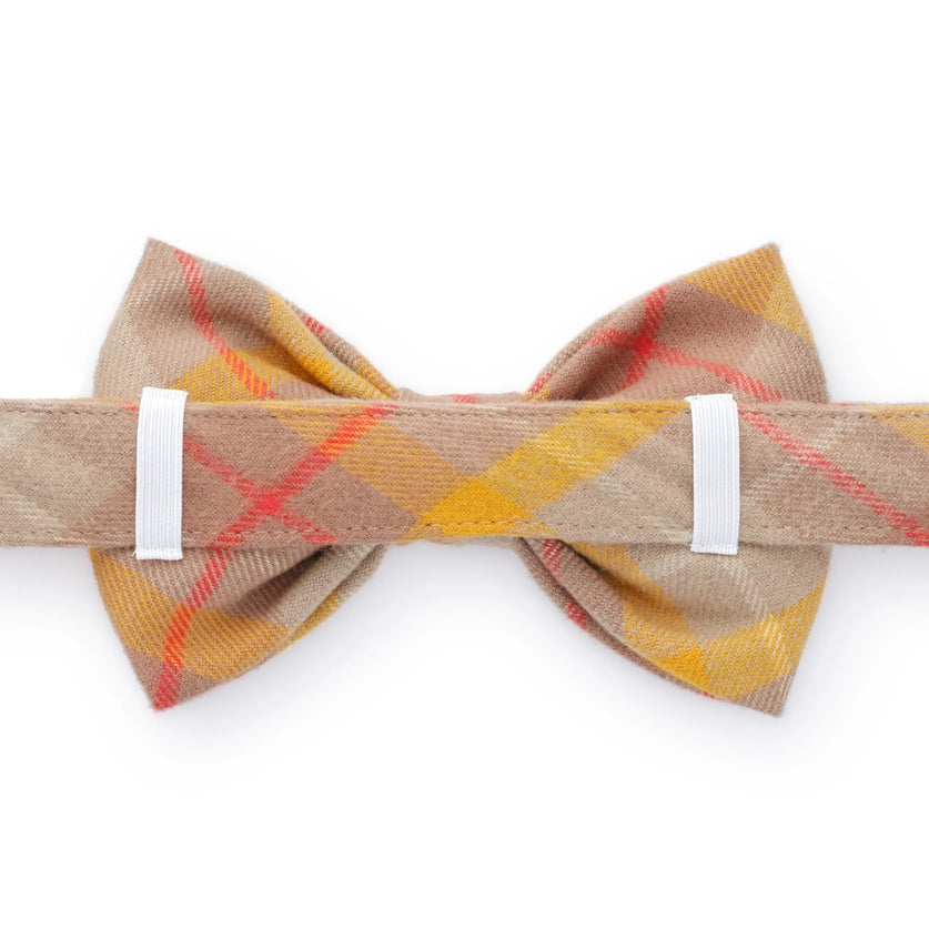 Mustard Plaid Flannel Fall Dog Bow Tie