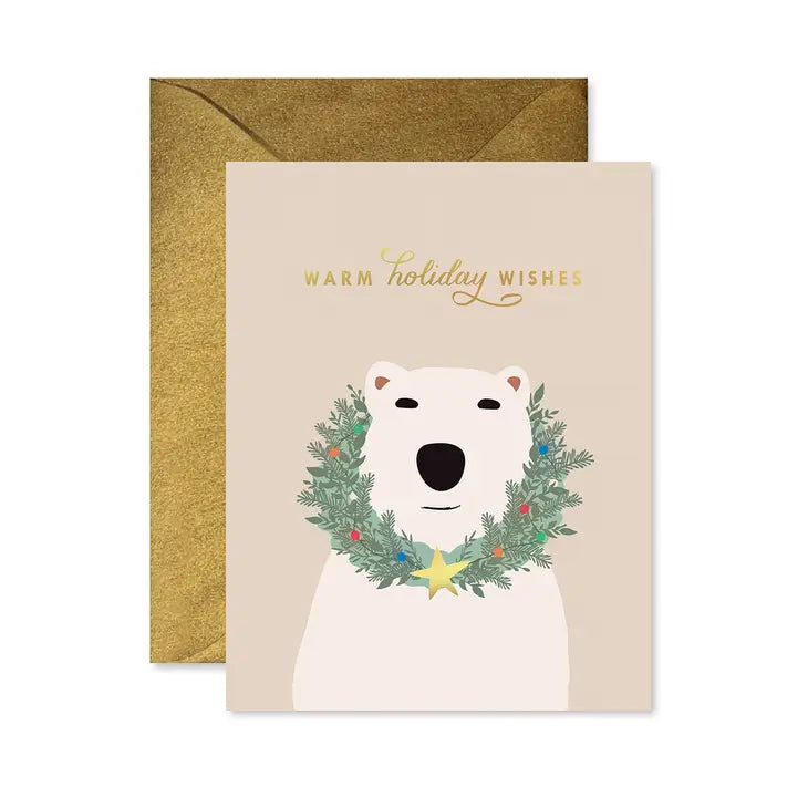 Polar Bear Warmest Wishes Christmas Greeting Card