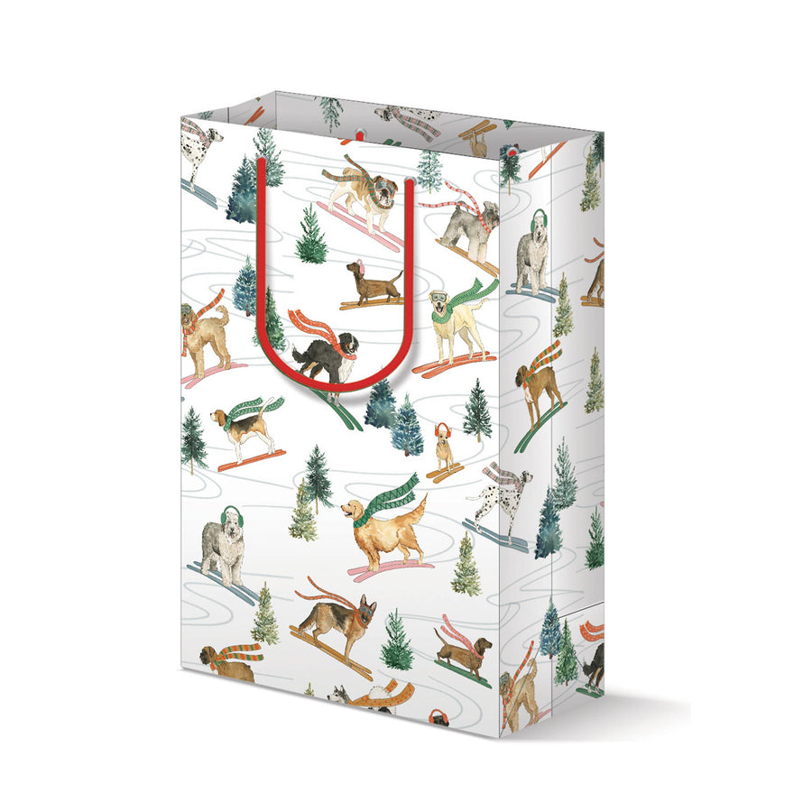 Holiday Skiing Dogs Gift Bag