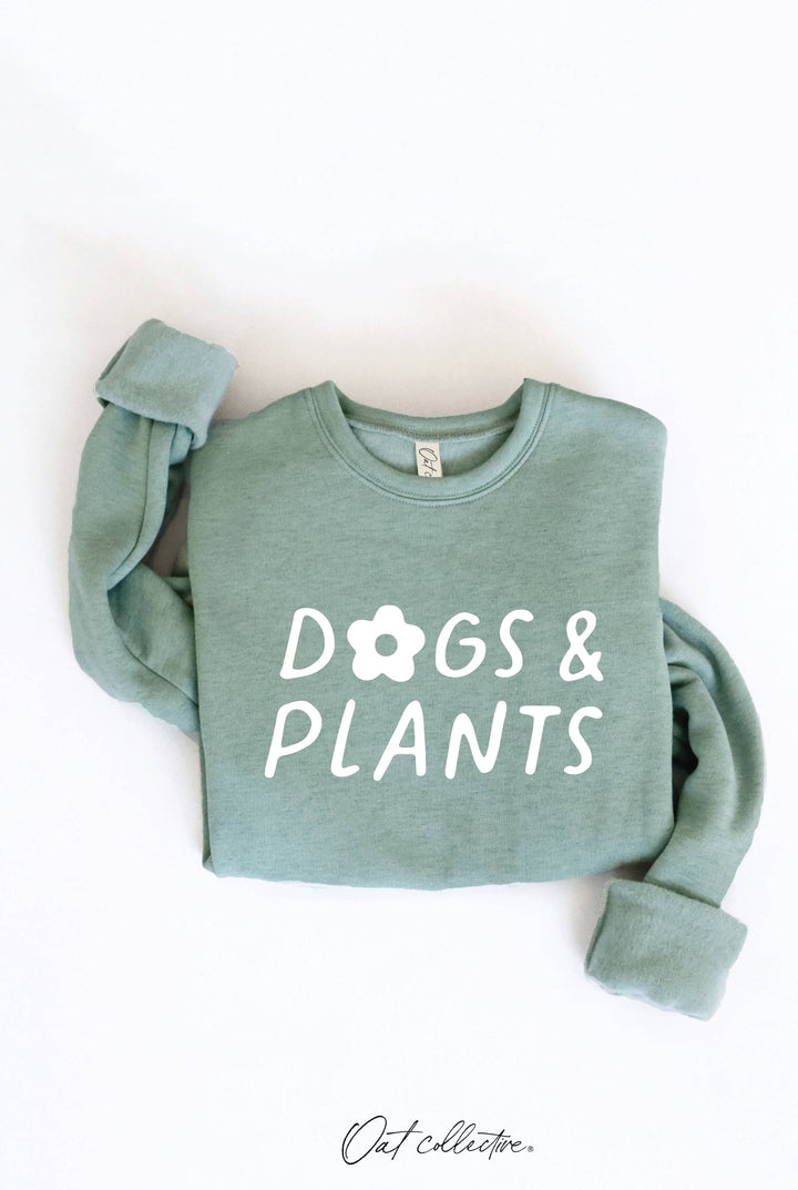 DOGS AND PLANTS  Graphic Sweatshirt: SAGE
