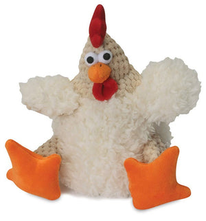 GoDog Checkers Fat Rooster White w/Chew Guard Dog Toy Small