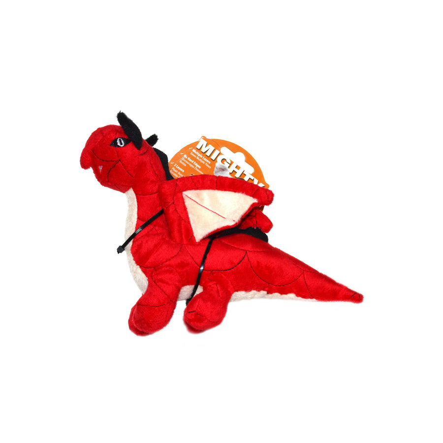 Mighty Jr Dragon - Red, Plush, Squeaky Dog Toy