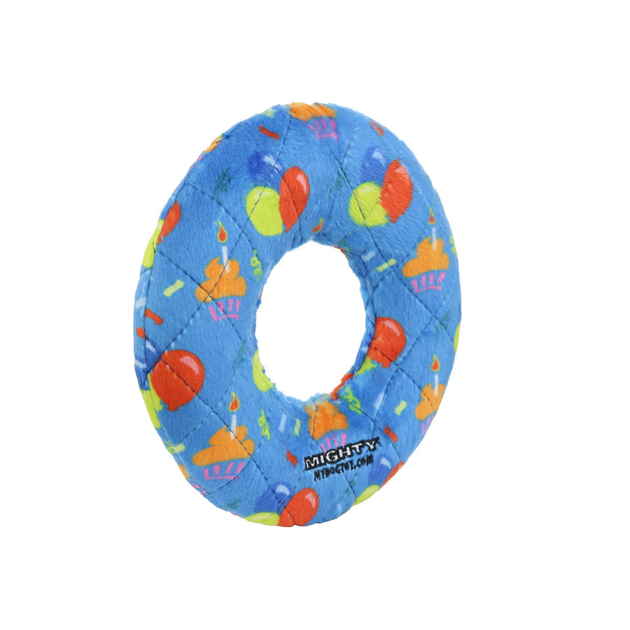 Mighty Ring-Medium Celebration, Squeaky Dog Toy, No Stuffing