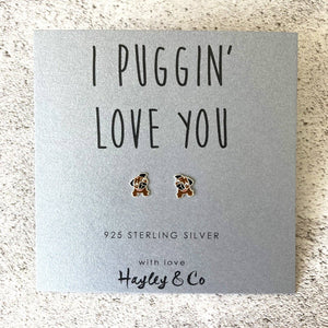 Pug Sterling Silver and Enamel Earrings