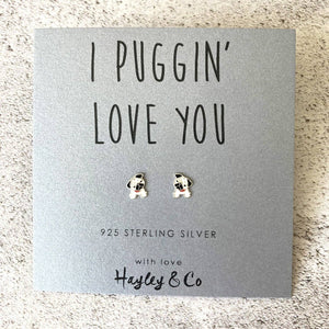 Pug Sterling Silver and Enamel Earrings