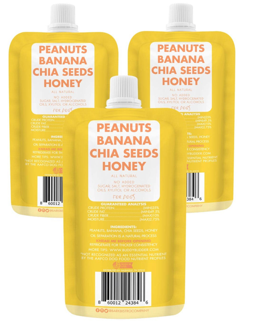 Buddy Budder 100% all-natural dog peanut butter - Barkin Banana