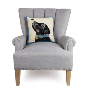 Black Labrador Dog With Bee Hook Pillow - Mary Lake Thompson