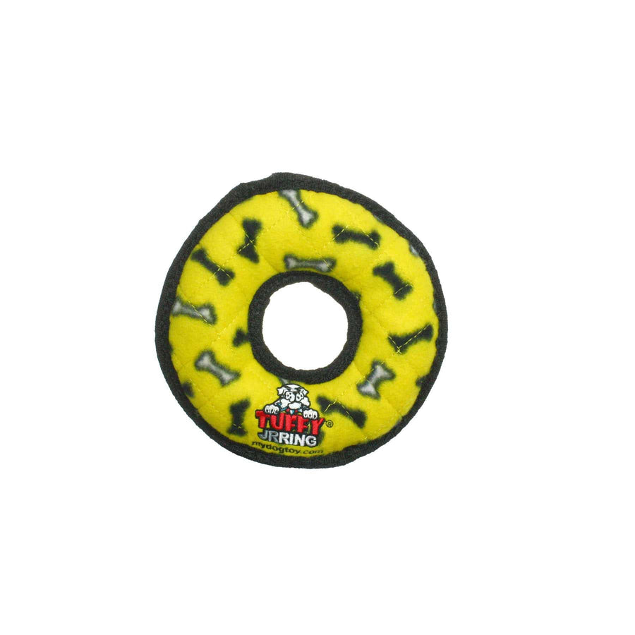 Tuffy Jr Ring - Yellow Bone, Durable, Squeaky Dog Toy