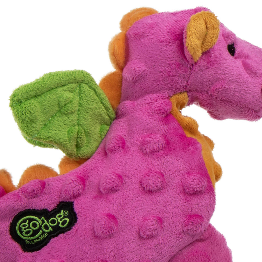 GoDog Dragons Squeaky Plush Dog Toy Pink Small