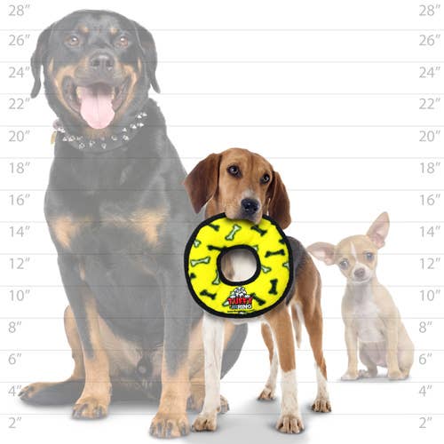 Tuffy Jr Ring - Yellow Bone, Durable, Squeaky Dog Toy