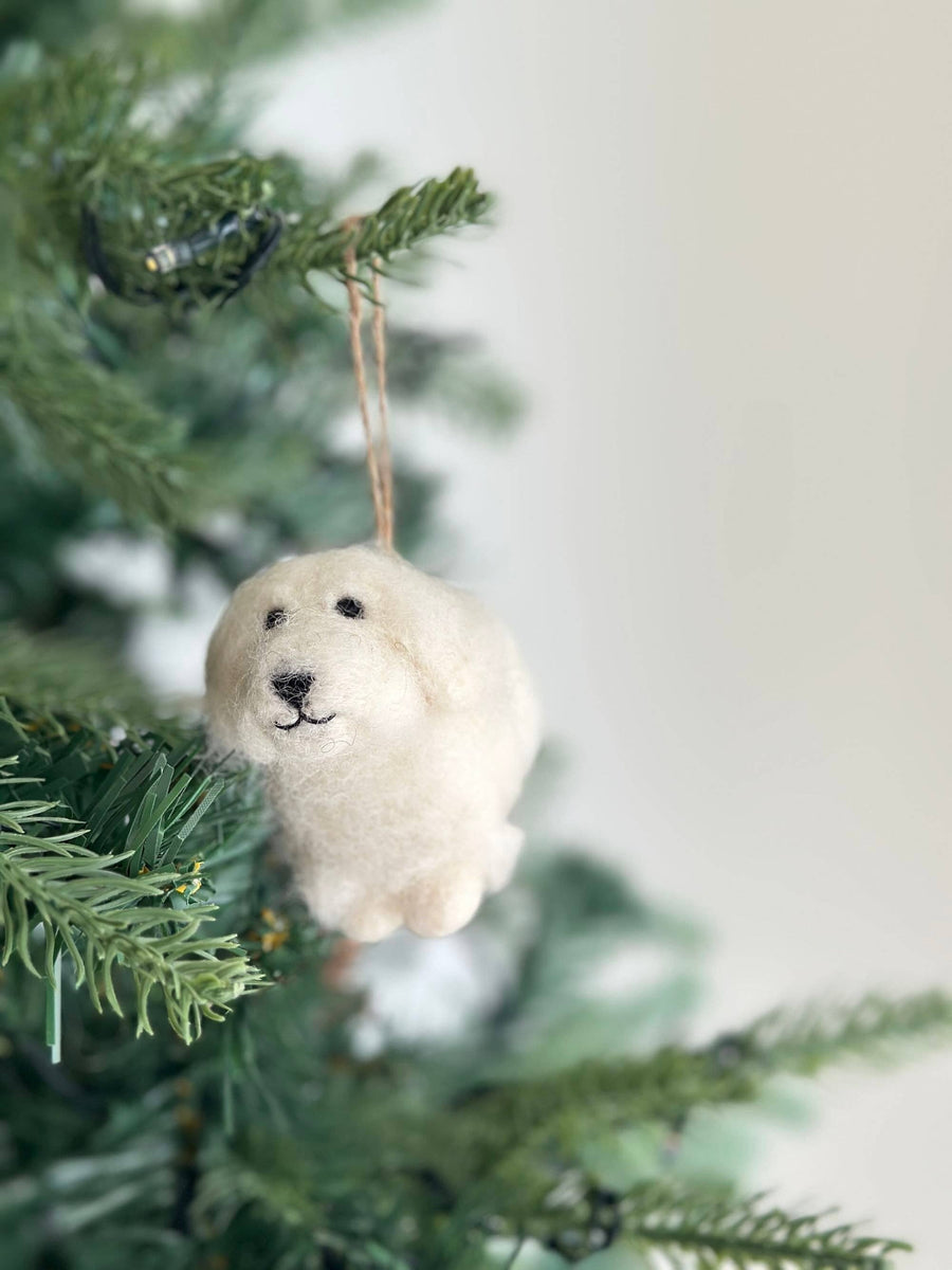 Felt Ornament - White Maltese Dog