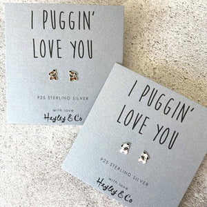 Pug Sterling Silver and Enamel Earrings