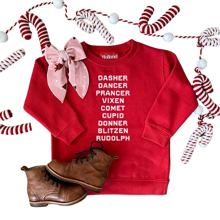 Reindeer Names | Kids Christmas Sweatshirt