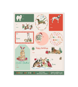 Christmas Dogs Gift Tags Sticker Sheet