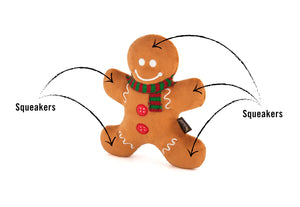 Holiday Classic Gingerbread Man - Pet Plush Toy for Dogs