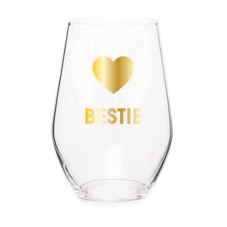 Bestie Wine Glass - Gold Foil Stemless