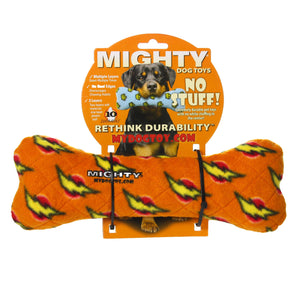 Mighty Bone - Orange, Durable, Squeaky Dog Toy, No Stuffing