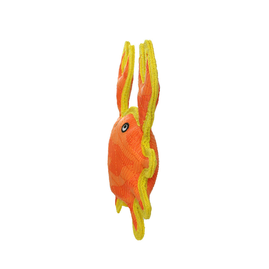 DuraForce Crab Tiger - Orange, Durable, Squeaky Dog Toy