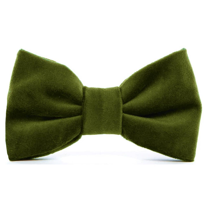 Olive Velvet Dog Bow Tie