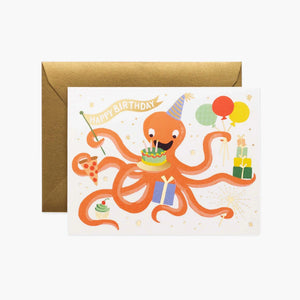 Octopus Birthday Greeting Card
