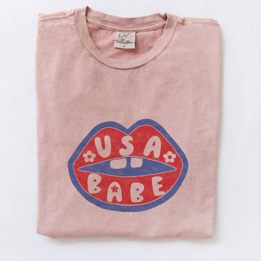 USA BABE Bleached Graphic T-Shirt