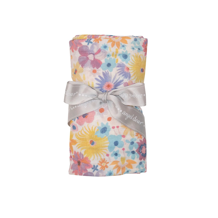 Painty Bright Floral Swaddle Blanket - Muslin