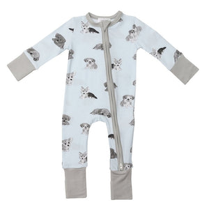Gray and Blue Soft Puppies Two Way Romper