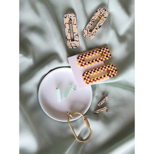 Tortoise Duo In Checkered Hair Clip Set