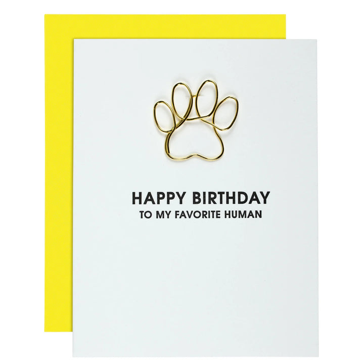Birthday Favorite Human - Paw Print Paper Clip Card