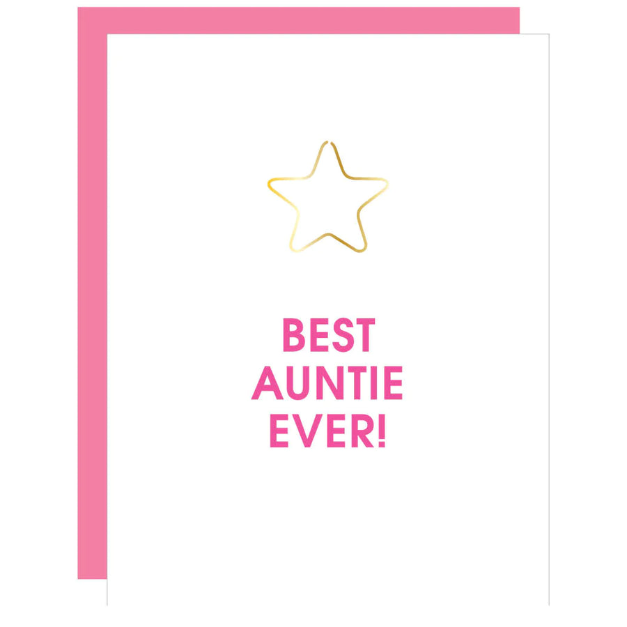 Best Auntie Ever - Star Paper Clip Letterpress Card
