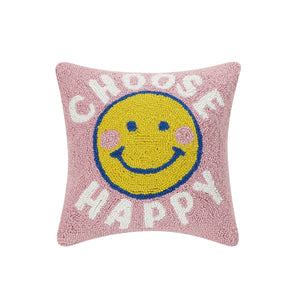 Choose Happy Hook Pillow