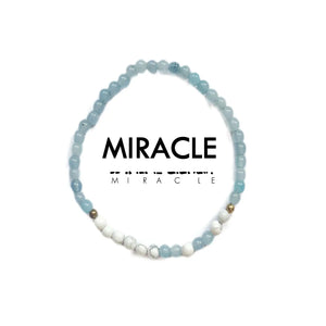 Morse Code Bracelet | MIRACLE - Blue Sponge Quartz & Cloudy Glass
