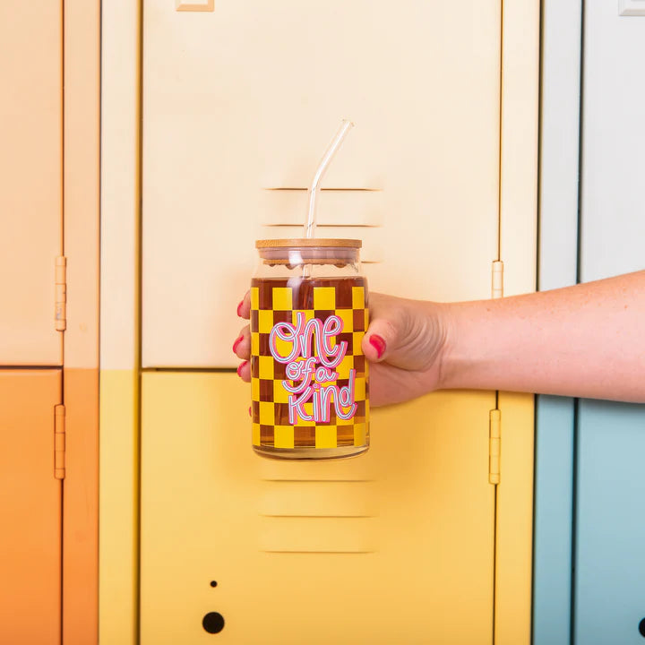 Can Glass w/Lid + Straw - One of A Kind