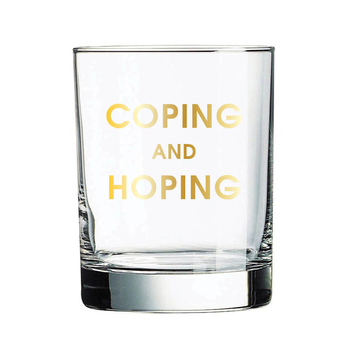 Coping and Hoping Rocks Glass