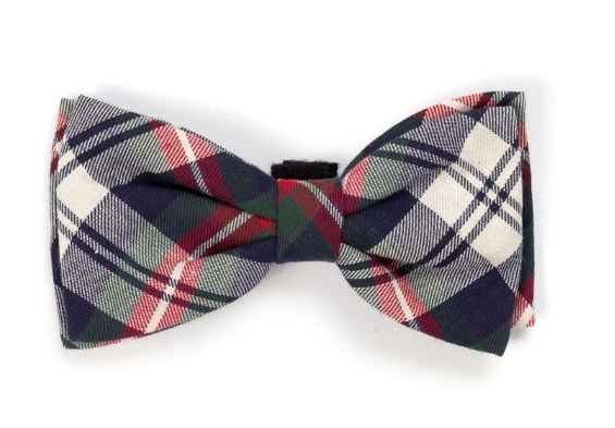 Navy Plaid Bow Tie