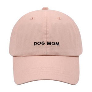 Dog Mom Embroidered Baseball Hat/Cap  - Pink/Black