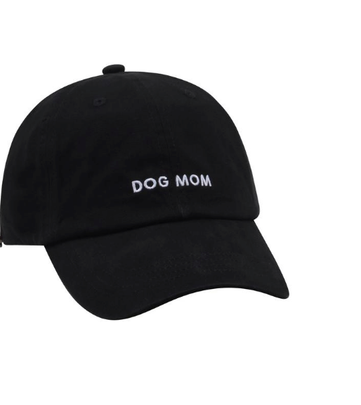 Dog Mom Embroidered Baseball Hat/Cap  - Black/White