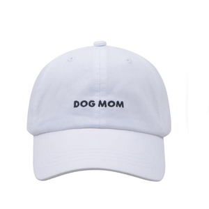 Dog Mom Embroidered Baseball Hat/Cap  - White/Black