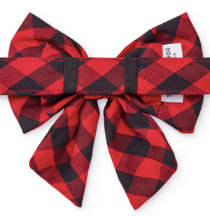 Red and Black Buffalo Check Lady Dog Bow