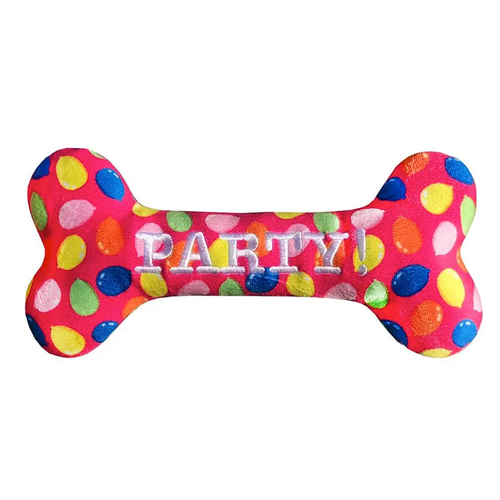 Lulubelles Power Plush Party Time Bone Dog Toy-Pink