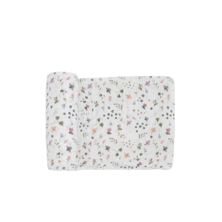 Cotton Muslin Swaddle Blanket - Garden Bees