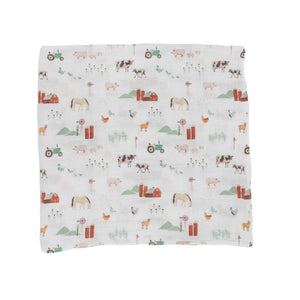 Cotton Muslin Swaddle Blanket - Farmyard