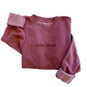 Dog Mom Embroidered Sweatshirt - Maroon