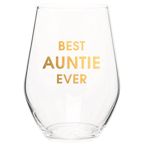 Best Auntie Ever Wine Glass - Gold Foil Stemless