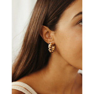 Ray Hoops In Checkered - Earrings