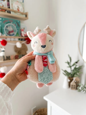 Holiday Pink Reindeer Itzy Lovey™ Plush + Teether Toy