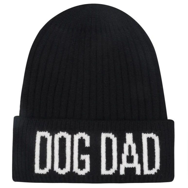 Dog Dad Beanie Hat - Black/White