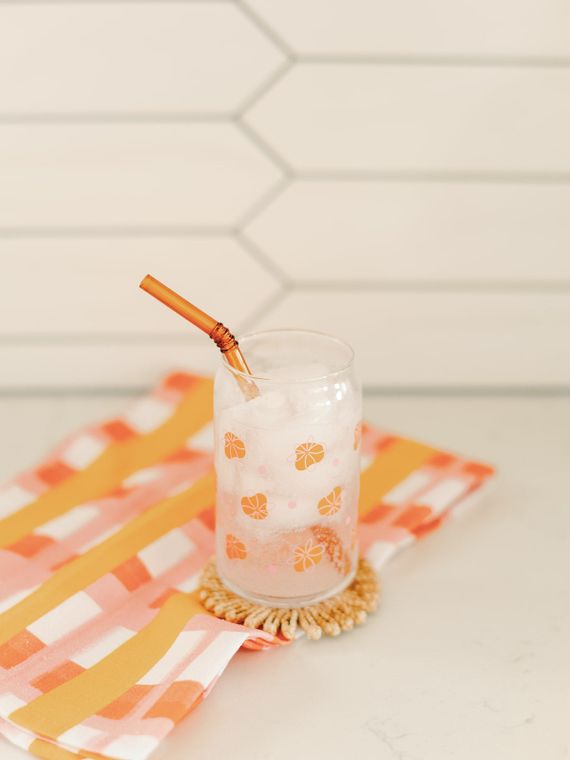 Floral Glass Tumbler